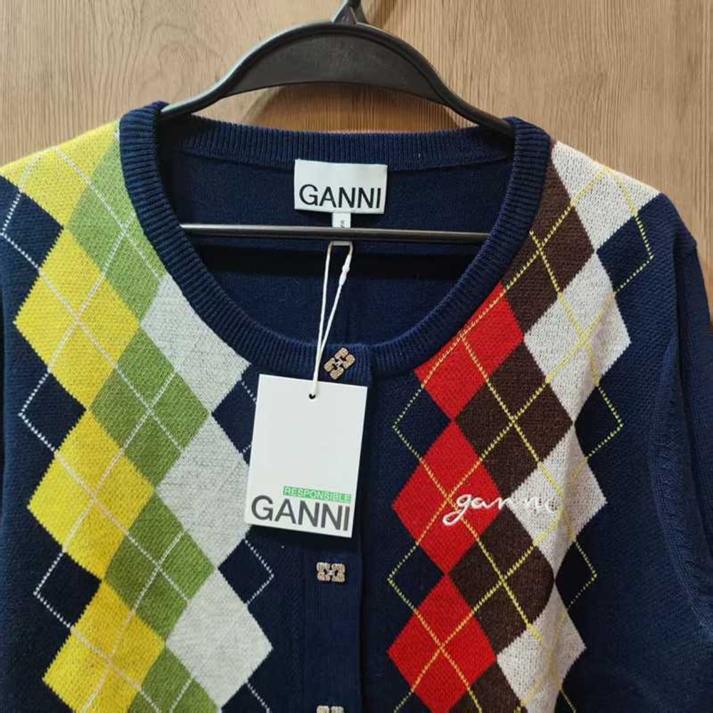 Ganni Women's Colorful Argyle Cardigan - Picture 5 of 5